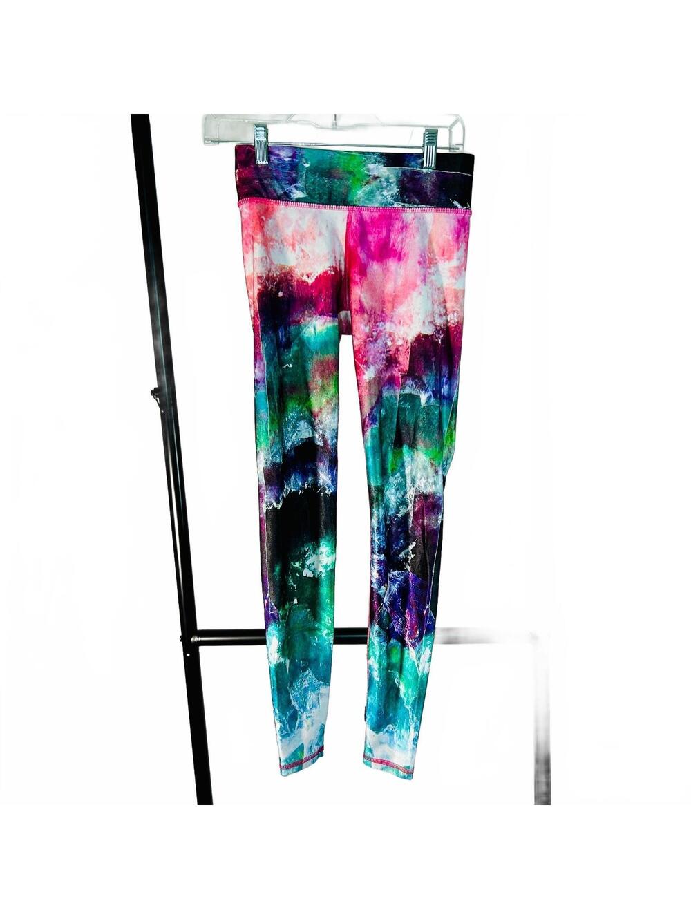 Terez Leggings Womens Small Watercolor Tie Dye Abstract Multicolor Yoga Workout